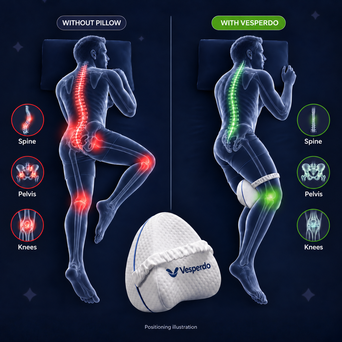 Vesperdo Knee Pillow with Strap