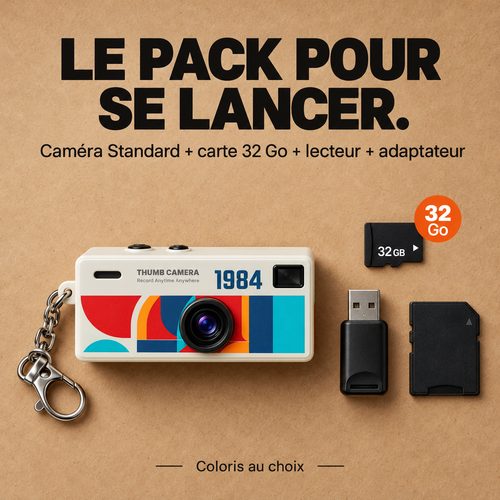 Mini caméra rétro — Pack complet 32 Go