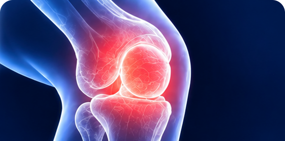 Anatomical illustration of the knee joint.
