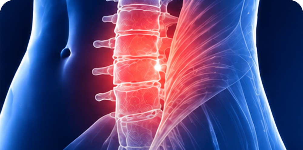 Anatomical illustration of the lumbar spine.
